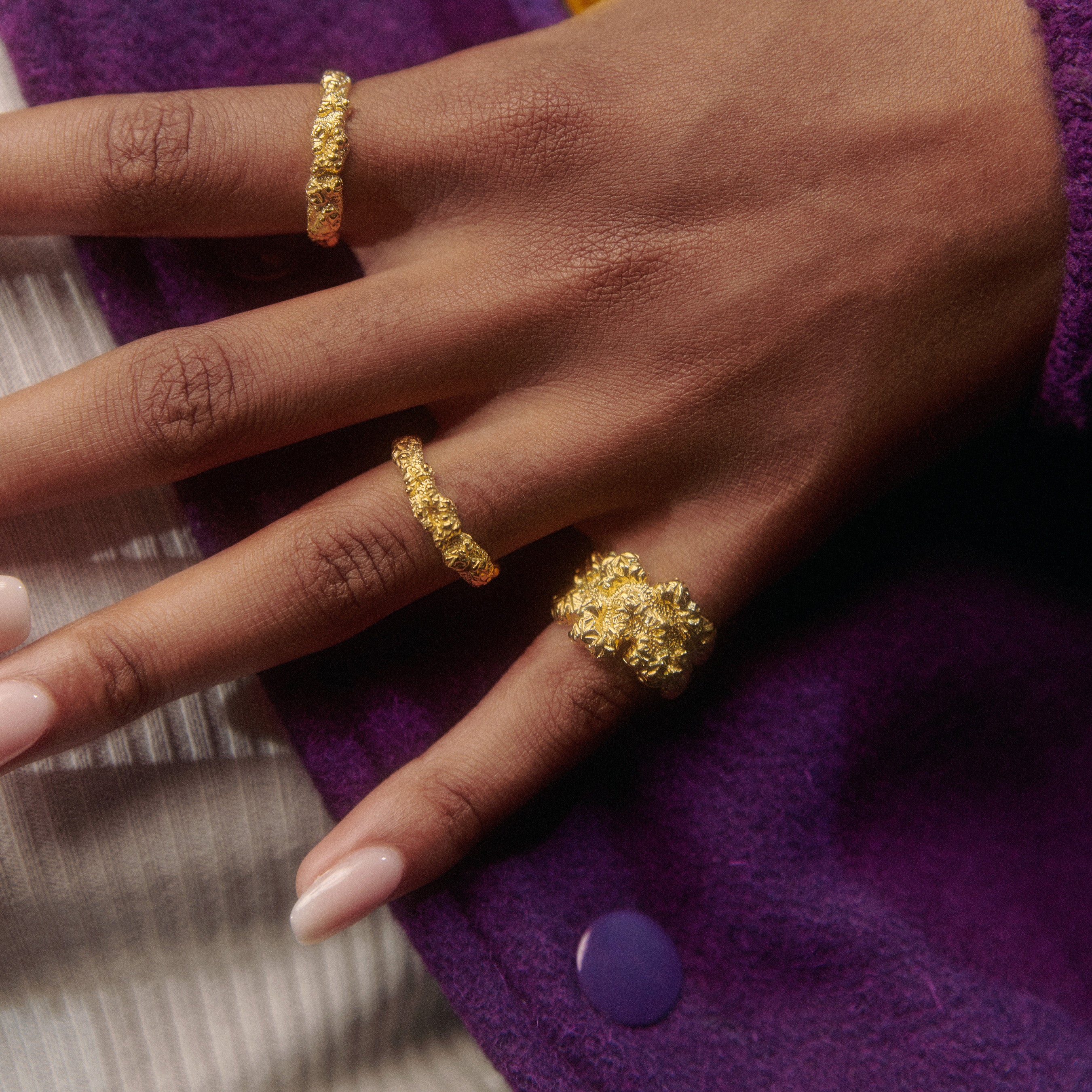 Stacking Crush ring - forgyldt